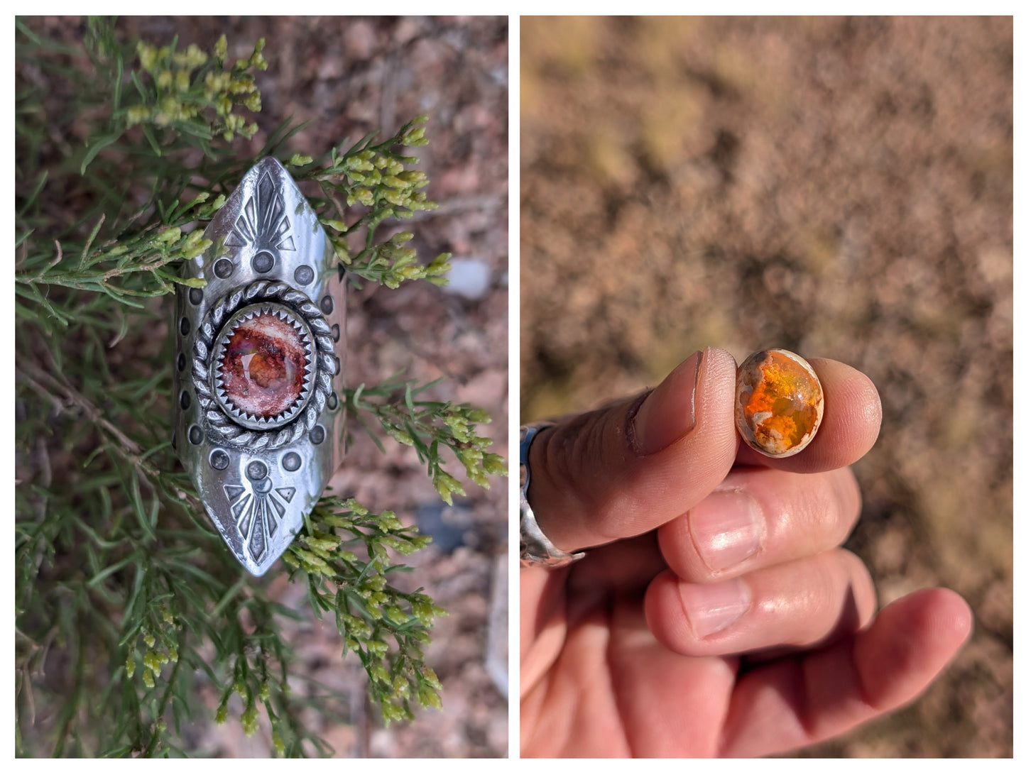 Fire Opal Witch Ring (Made to Order)- Fall Orange Opal