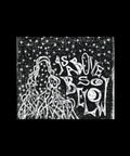 As Above, So Below — Black & White Linocut Print featuring a mystical figure intertwined with stars and flowing lines against a starry background, embodying dark feminine cosmic art.