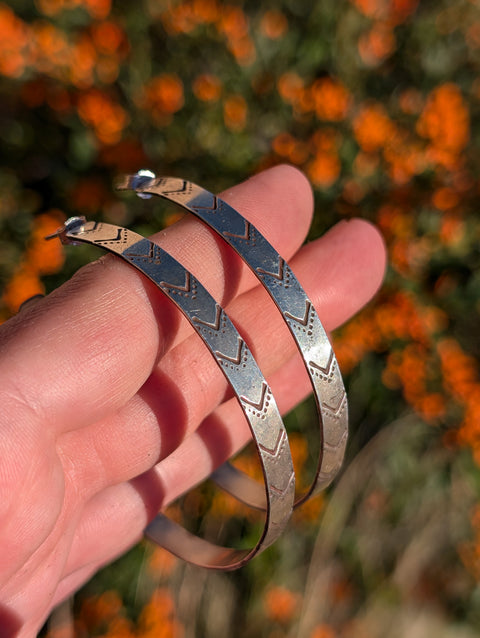 Southwestern Stamped Hoops (Dotted Chevron)