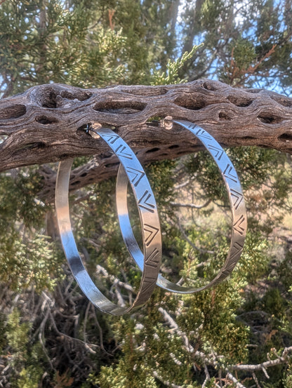 Southwestern Stamped Hoops (Double Chevron)