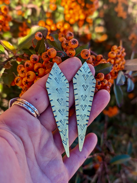 Shield of Destiny Earrings (Brass)