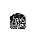 As Above, So Below Sticker (B&W) featuring a black and white celestial design with a starry sky and flowing abstract figure, printed on durable high-opacity adhesive vinyl.