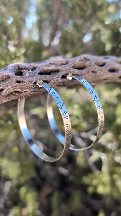 Southwestern Stamped Hoops (Double Chevron)