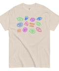 All Eyes On Me Tee in natural color featuring colorful abstract eye symbols across the chest, made from premium heavyweight fabric with a durable yet comfortable feel.